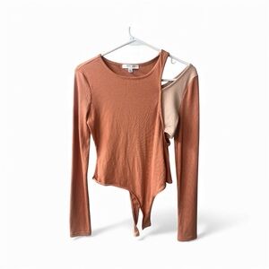 Women's Rust and Beige Asymmetrical Top